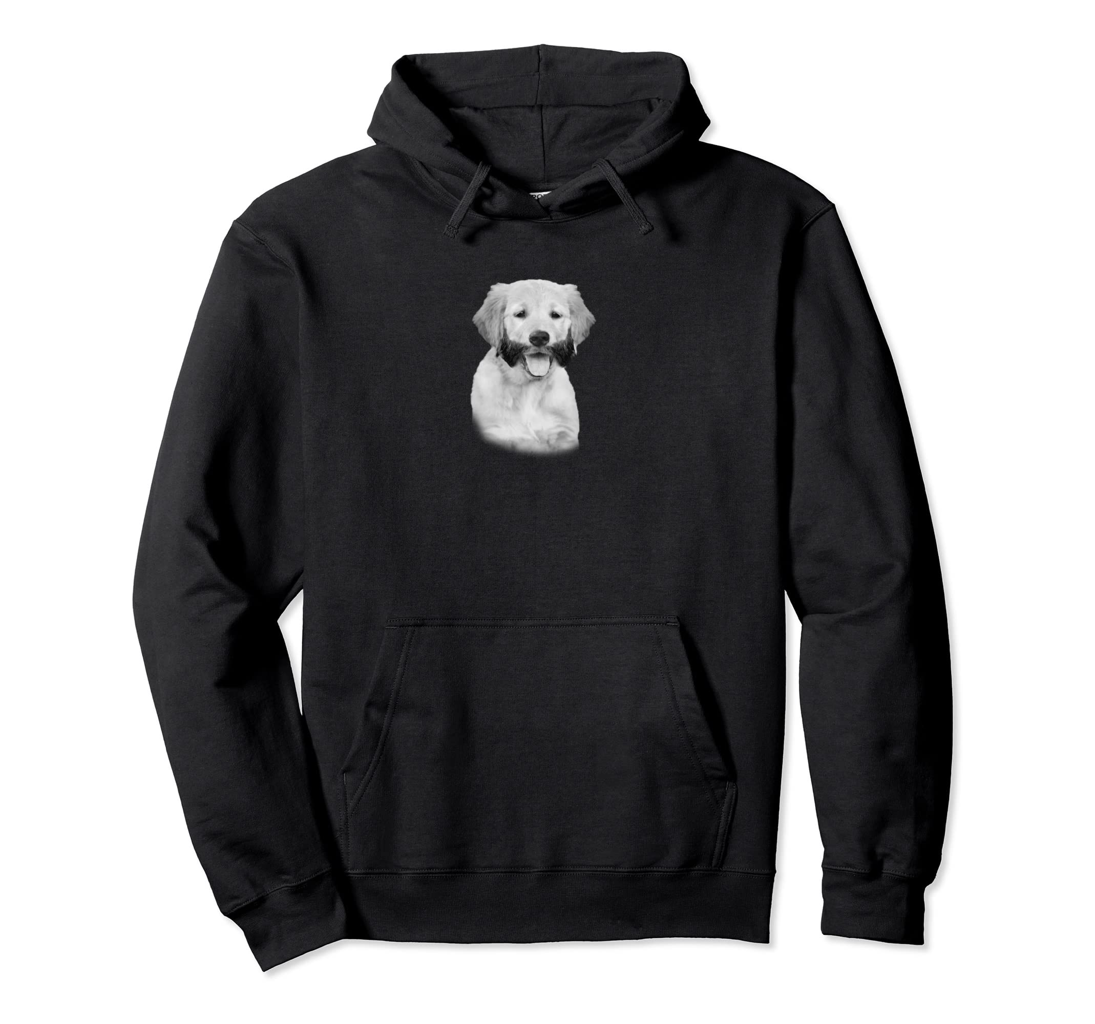 Golden Retriever Dog With Sideburns モノクロ 面白い パーカー