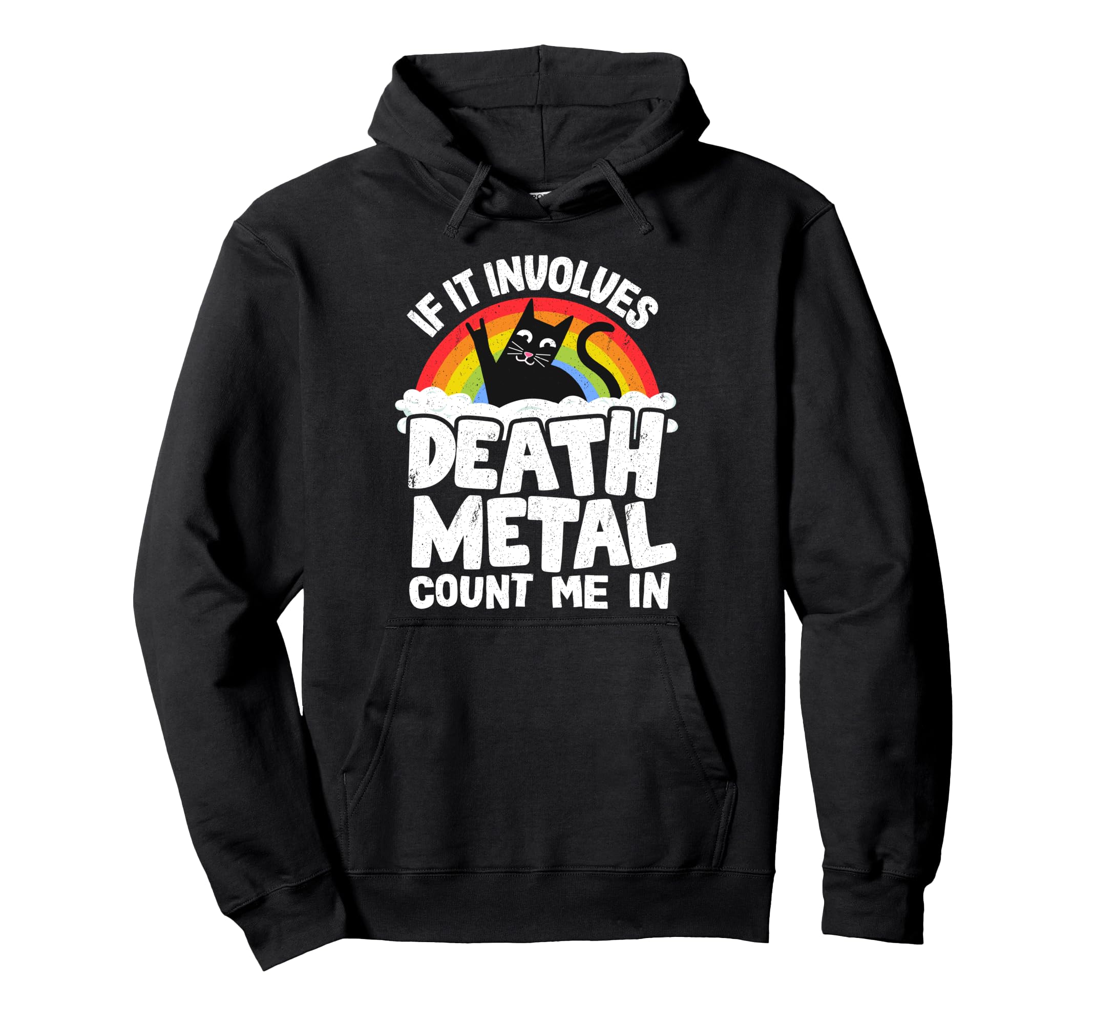 If It Involves Death Metal Count Me In Cat メタルレインボー パーカー