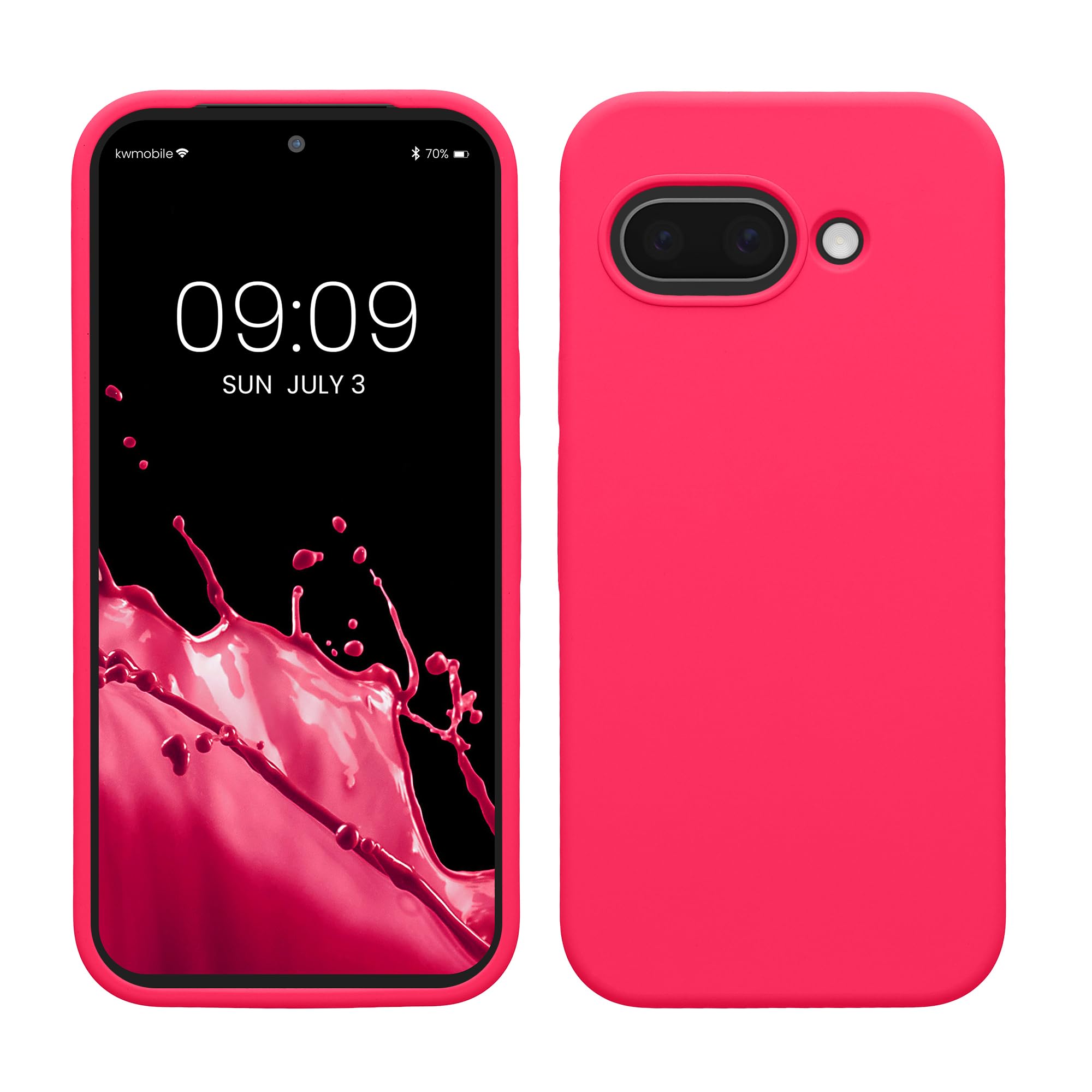 kwmobile スマホケース Google Pixel 9a対応 ケース - TPU リキッド シリコン カバー - 耐衝撃 傷防止 サラサラ Case ネオンピンク
