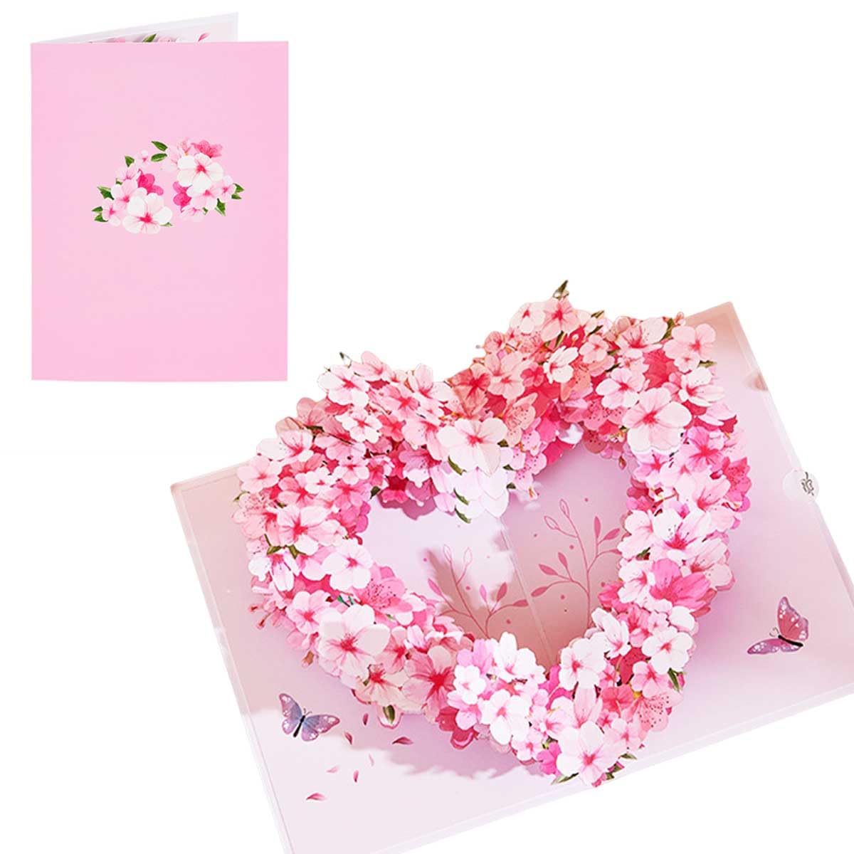 Greeting Cards - 花柄 グリーティングカード 3D 立体 ハート型 薔薇 記念日カード ポップアップ誕生日カード 母の日 記念日 結婚祝い メッセージ ド ギフト 感謝状 封筒付き