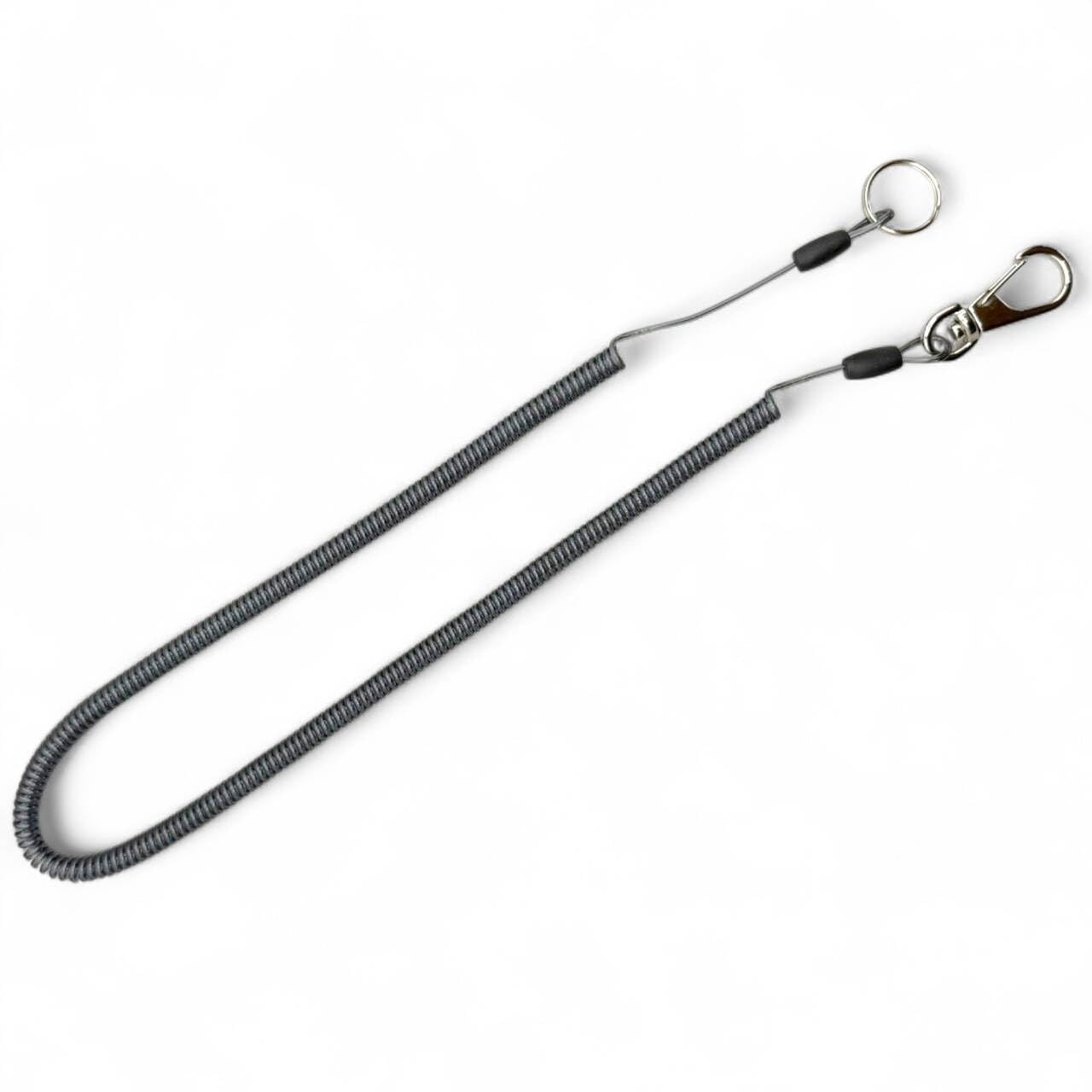 Brand - BeyonMind 伸びる ロング ストラップ (約63cm～約300cm) 鍵 パスケース 落下防止 コード コイルストラップ (金属ナスカン/ステンレスリング/スモーク) 日本製 MIND
