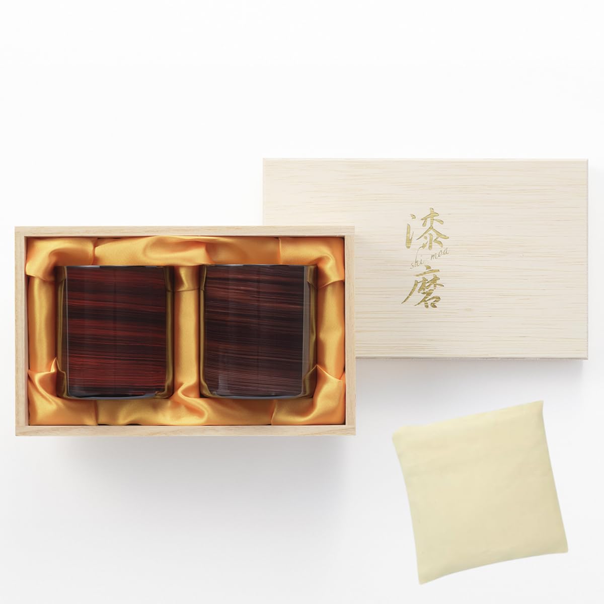 J-kitchens-bag 燕 山中塗 ロック タンブラー2PC 暁月 紫影漆磨 7.3cm × 8.3cm 250cc / エコバッグ ベトナム製/漆磨 日本製
