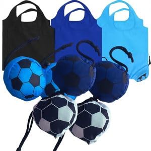 [CRAFTLAB SAIL] 【サッカーボール型エコバッグ 全3色×2枚 6枚セット】 折りたたみ コンパクト収納 補助BAG サッカー好き キッズ サッカー 小学生 軽量 買い物袋 カラフル 粗品 記念 プレゼン