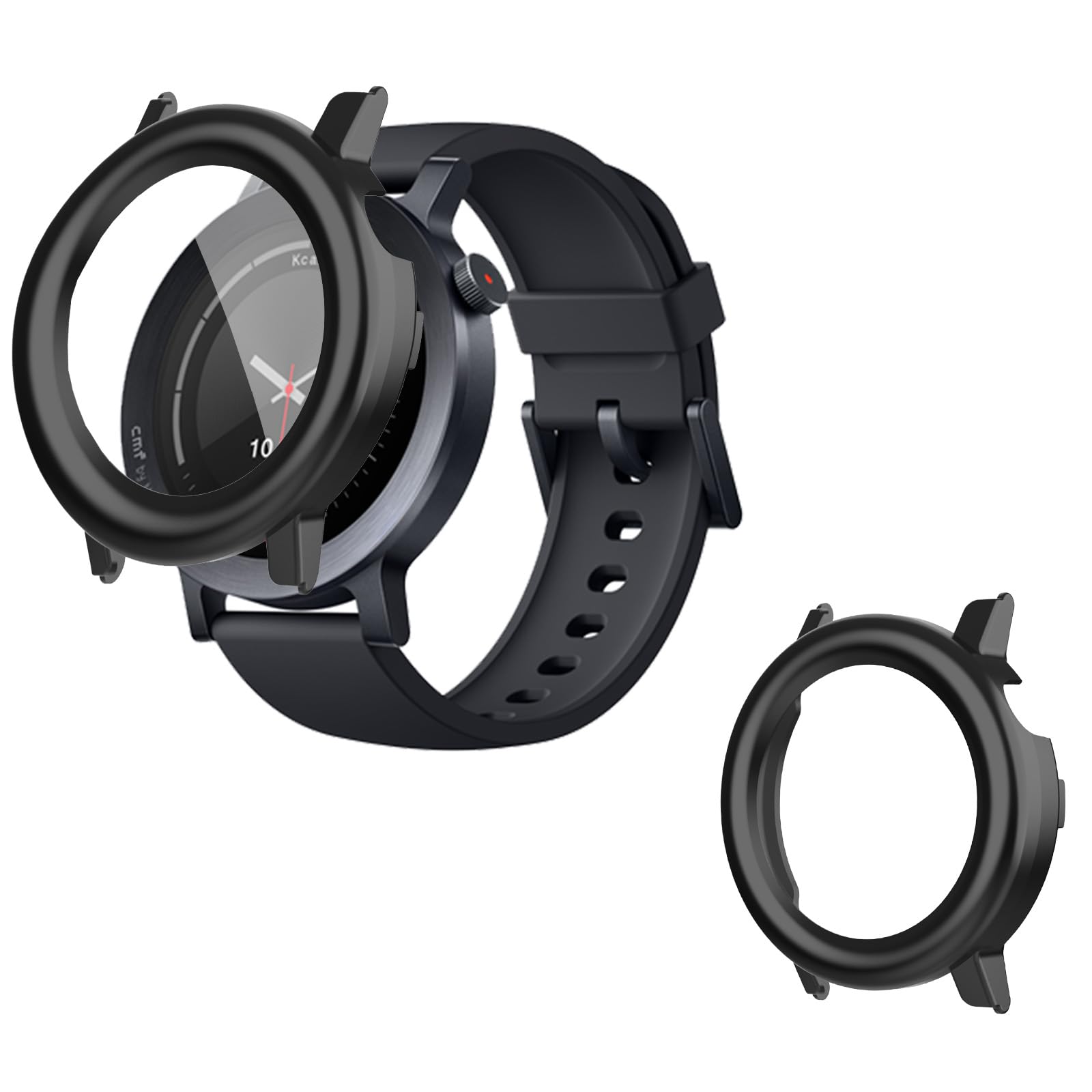 CMF By Nothing Watch 3 Pro Case Cover with Integrated Glass Film 【NOUKAJU】For CMF By Nothing Watch 3 Pro Smartwatch Case Protective Film PC + Tempered Glass Cover Integrated Full Protection Ultra-thin