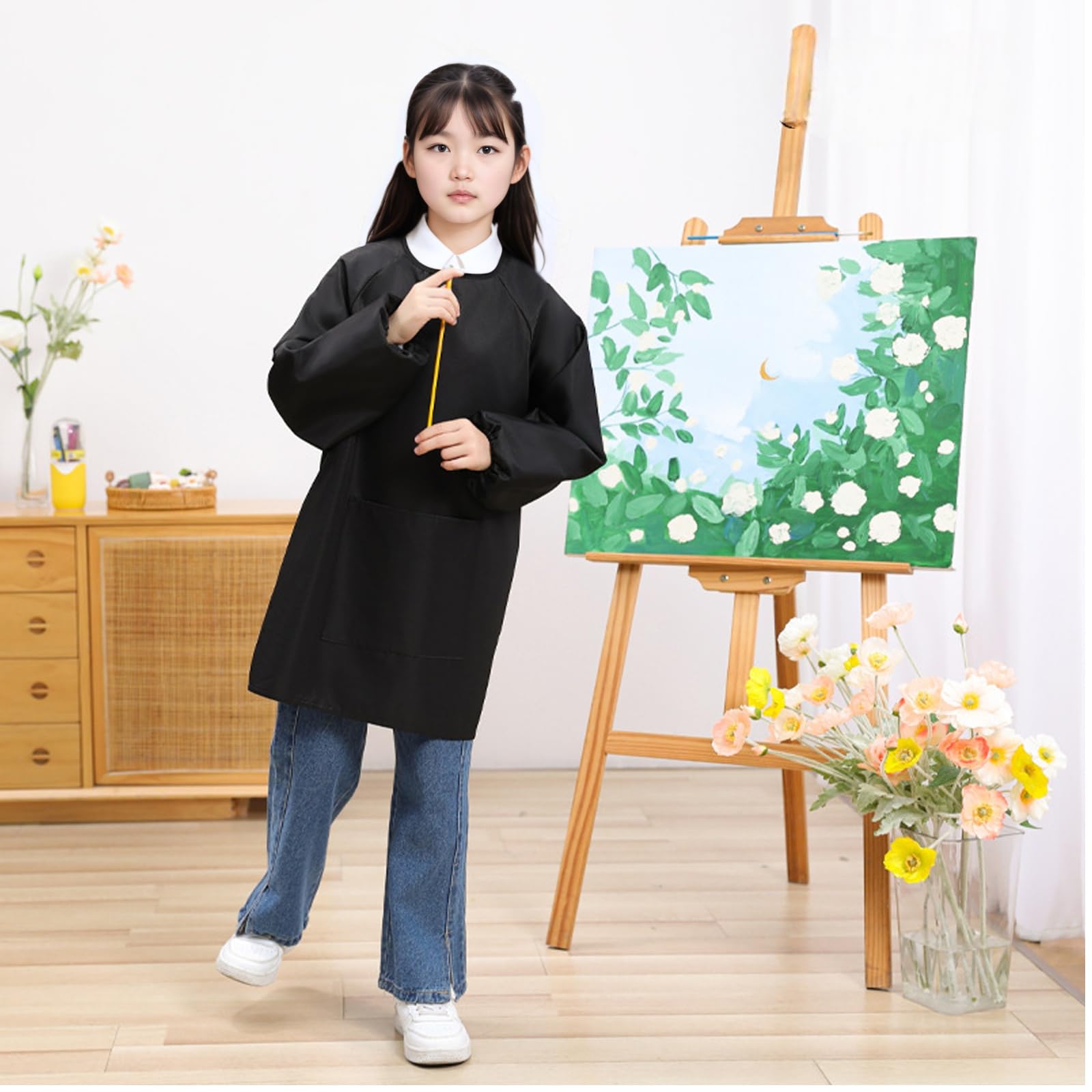 [MYJYG] エプロン 女の子 男の子 子供 保育園 100-120 子供スモック スモッグ 中学...