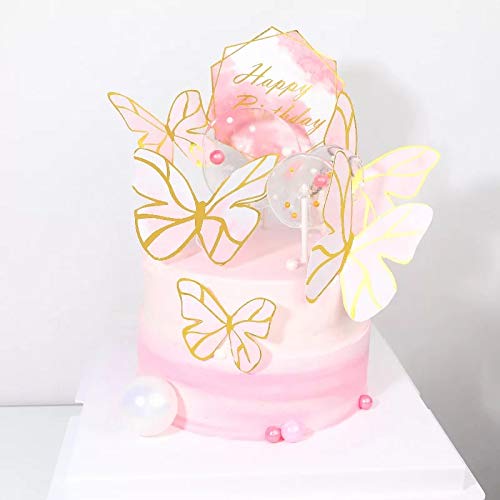 • ケーキトッパーセット 蝶々5ピース　 HAPPYBIRTHDAY1ピース