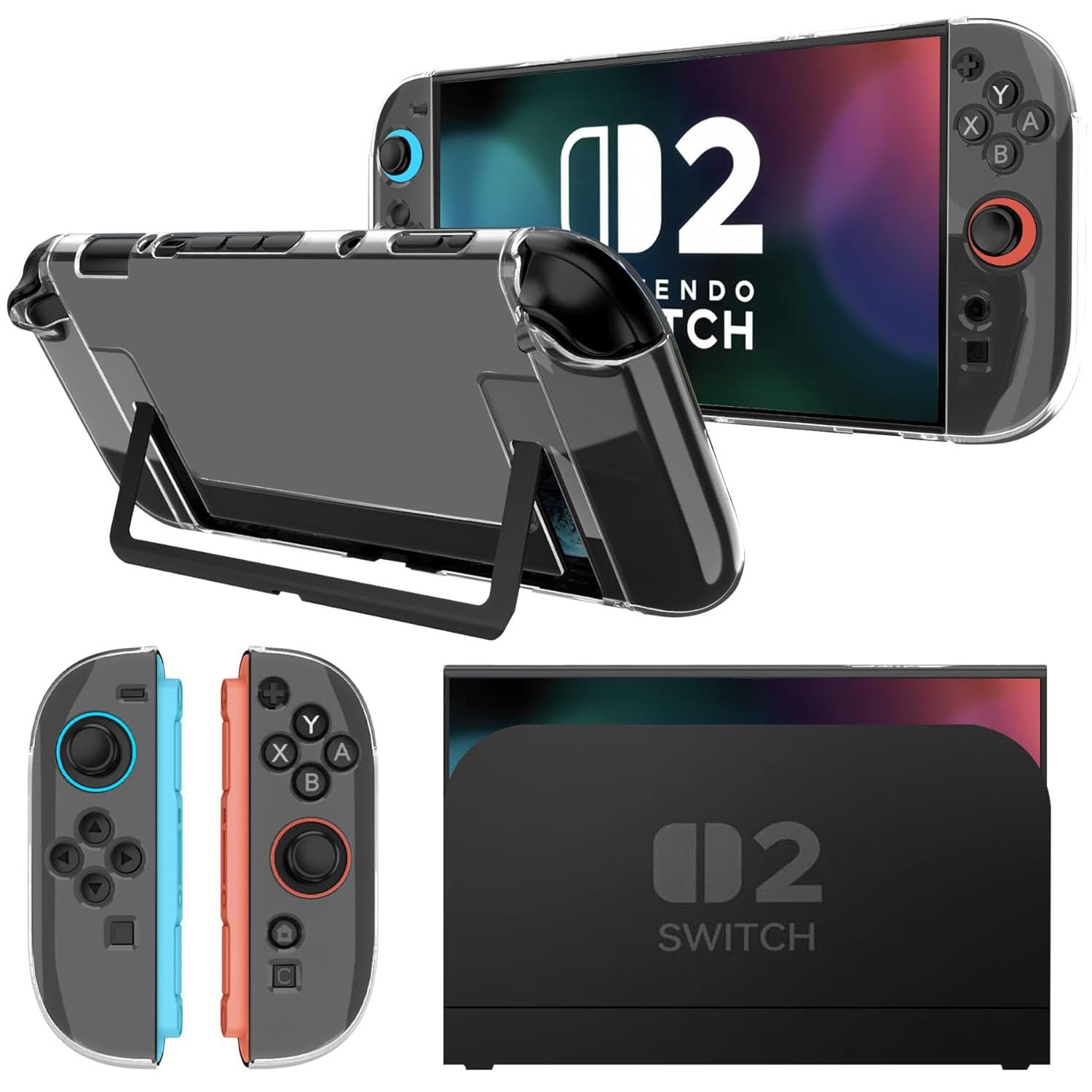 For 任天堂 Switch 2 ケース Nintendo Switch 第2世代 (2025) カバー 【larfbulroc】クリスタル 分体式設計 薄型軽量 着脱簡単 PC+TPU素材 保護カバー スイッチ2 対応