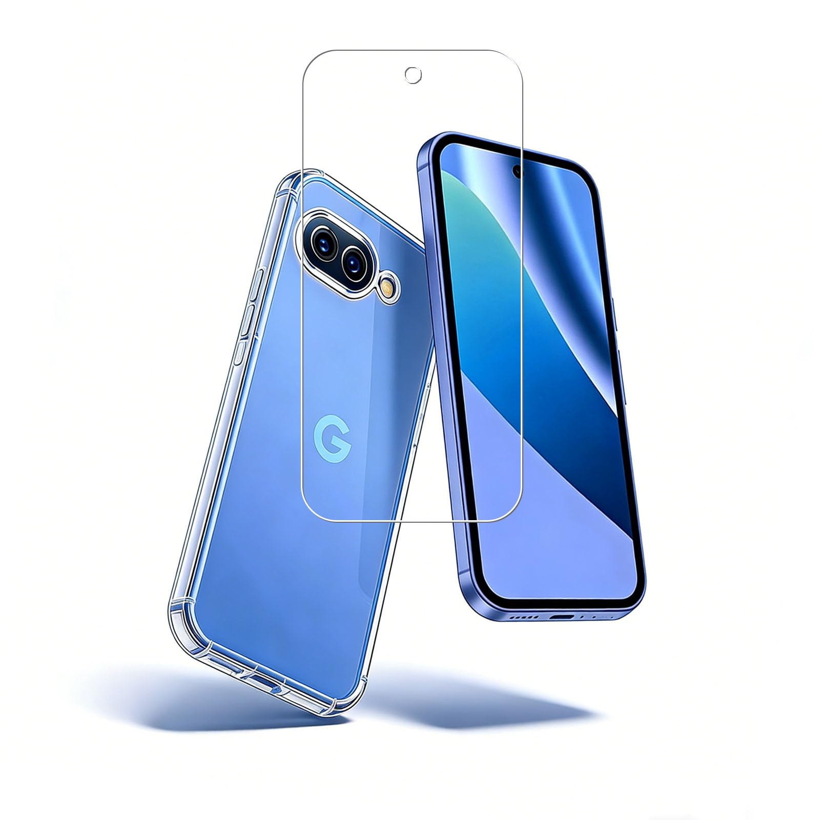 対応 Pixel 10A 専用ガラスフィルム + Pixel 10A ケース 日本旭硝子製強化ガラス 硬度9H 高透過率 衝撃吸収 指紋防止 ピクセル10A ケース TPU素材 薄型 軽量 指紋防止 擦り傷防止