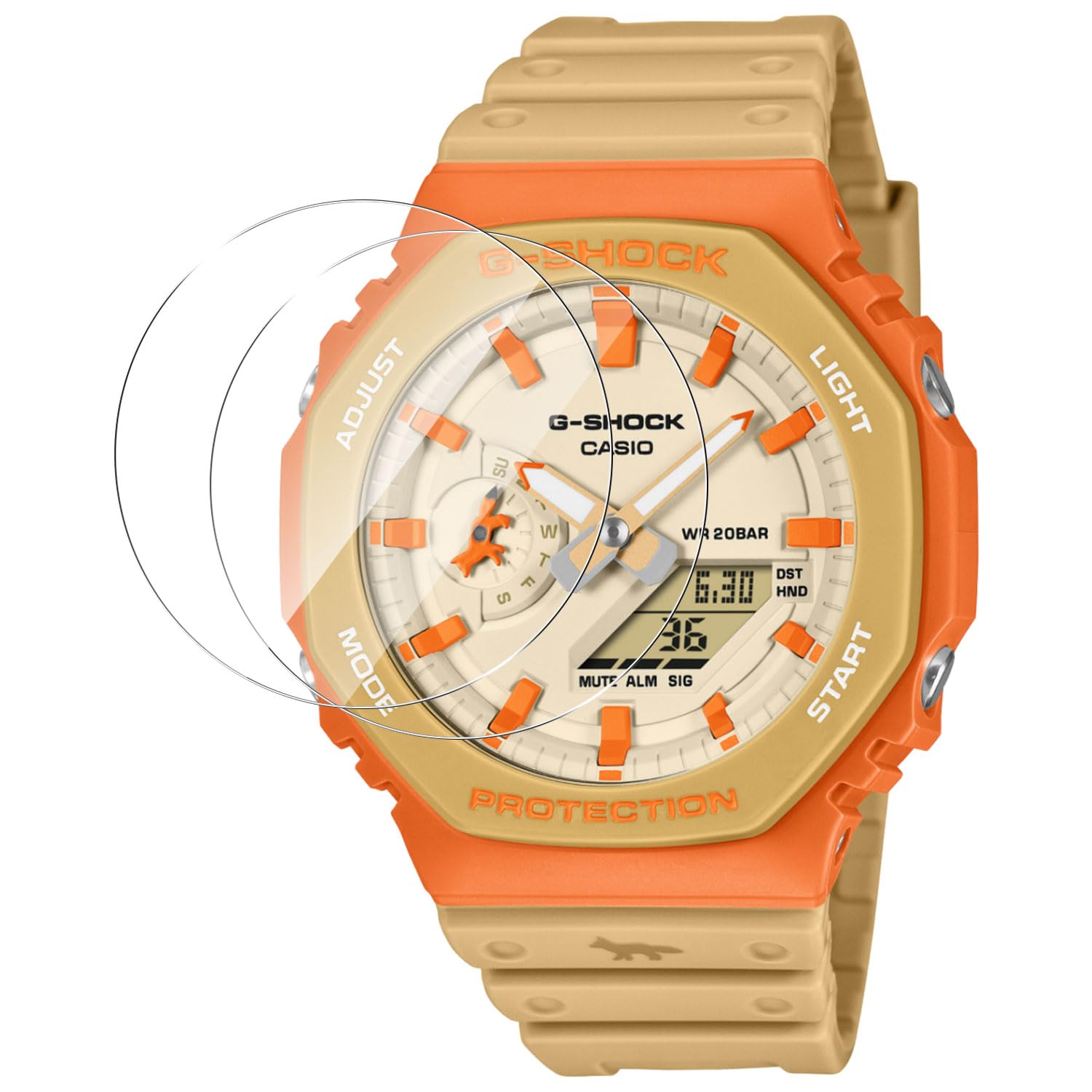 • ⌚【対応機種】GA-2110MK フィルム 専用に設計されています。 • ⌚【2.5D丸みエッジ加工】真空メッキプロセスを使用し、正しい丸みをエッジ処理して、不快感がありません。しかもエッジ部分へ衝撃が少なく、快適で滑らかな肌触りを提供すると同時に、使用中に鋭い角のエッジで指を傷されることがありません。 • ⌚【指紋防止】指紋汚れを付きにくくする指紋防止コーティングを施しています。指紋が残ることなく、キレイな画面を保ちます。 • ⌚【高い透過率】新しくアップグレードした光学プロジェクション技術を使用して、より高い光透過率があり、超クリアな視覚体験を与えます。透過率99％超えのガラスフィルムで、液晶画面の鮮明度を損なうことなく、画面本来の美しさをそのまま表現します。 • ⌚取り付けカンタン：貼りやすく時間の経過とともに気泡が目立たなくなる特殊吸着層を採用しています。小さな気泡ができたときには、指などで押し出すことで気泡を抜くことができます