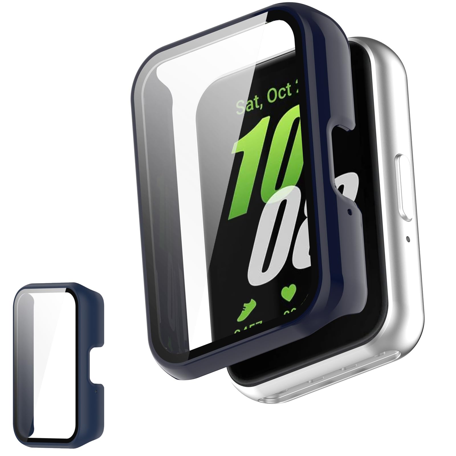 UIUIKA For Galaxy Fit 3 カバー Galaxy Fit 3 保護ケース 強化ガラスフィルム&PCフレーム 落下防止 衝撃吸収 スクラッチ防止 防塵防水 指紋防止 軽量薄型設計（ブルー)