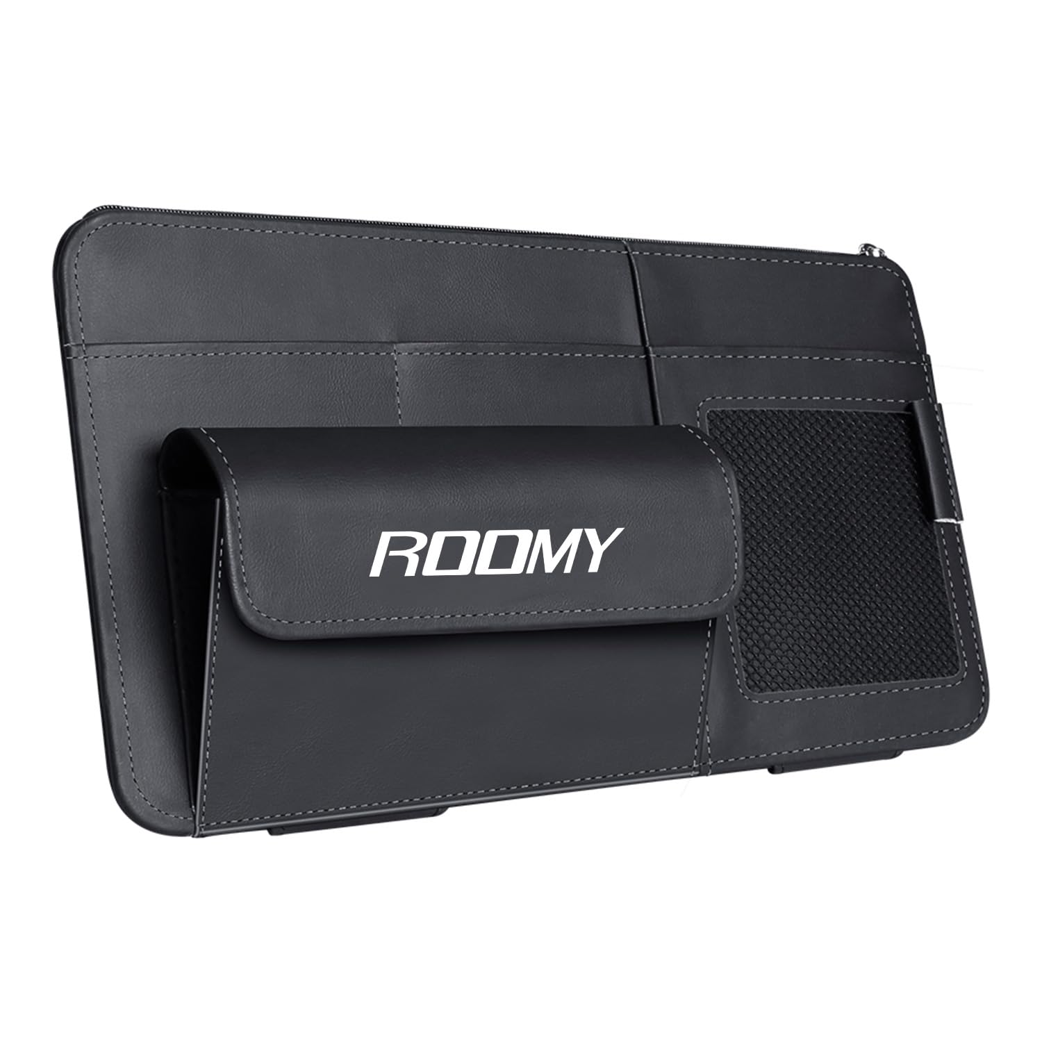【Fumezu】車用 サンバイザーポケット ROOMY ルーミー 車用収納バッグ 多機能ポケット 車レザー 収納ホルダー 取付簡単 収納ホルダー サングラス カード ケーブル イヤホン 駐車券 ペン メガネ