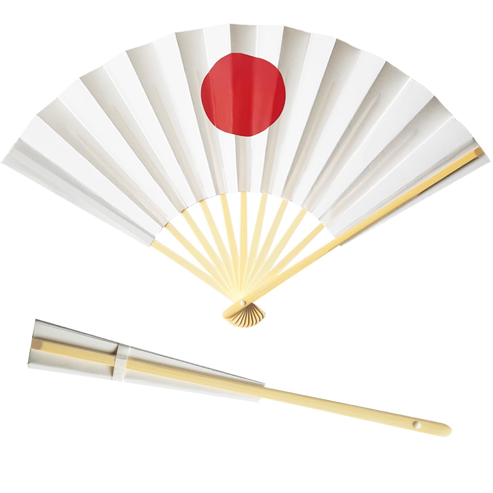 [TOuWA] 扇子 日の丸 白扇 無地 竹骨 和紙 軽量 日本 お土産 お祭り 忘年会 新年会 発表会 着物 和装 和小物 歌舞伎小物 レディース メンズ 大人子供兼用 紳士用 男女兼用 母の日ギフト