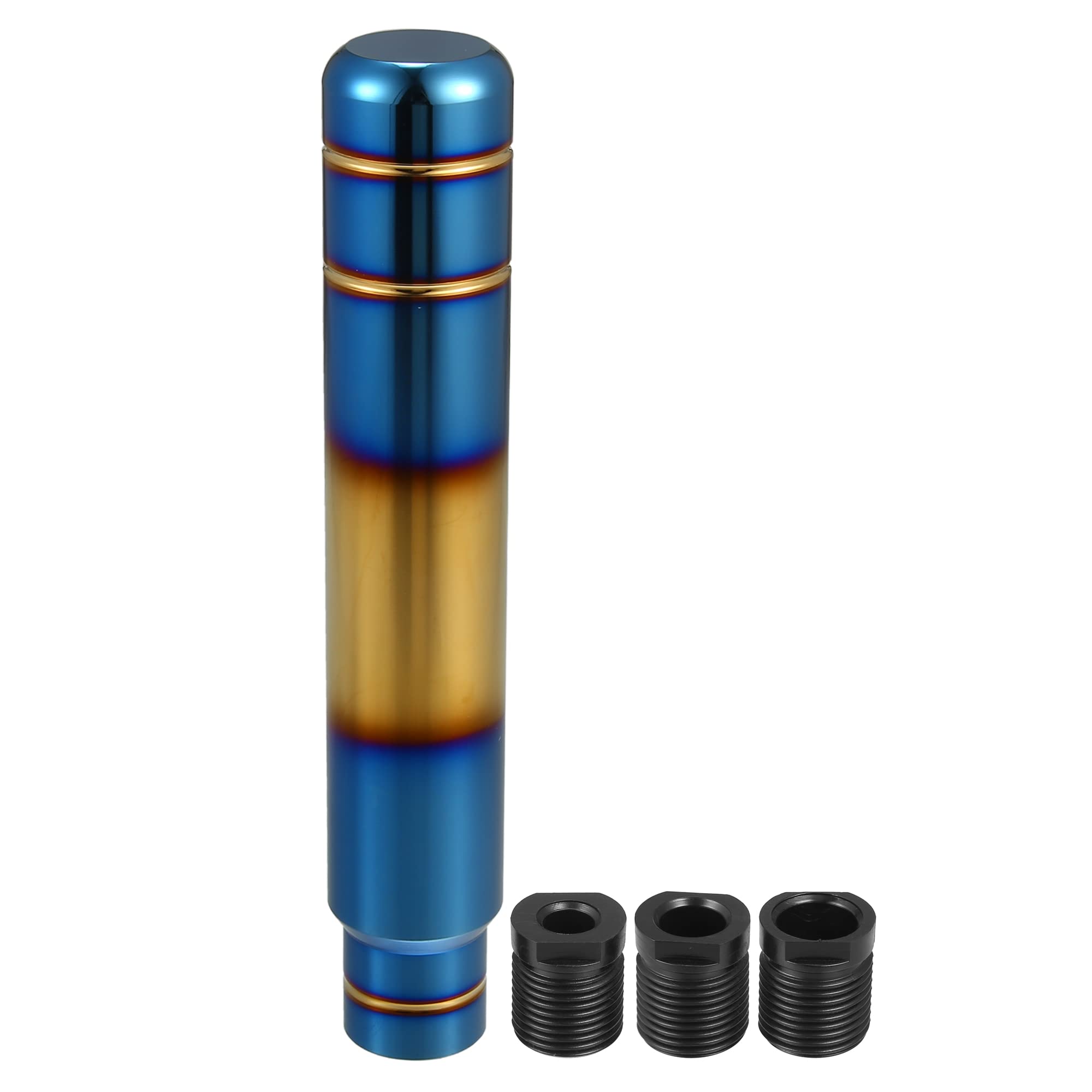 A ABSOPRO カーギアシフトノブ ユニバーサル 3つのネジアダプター付き 180mm レバーカバーヘッド アルミニウム合金 ゴールドトーンブルー