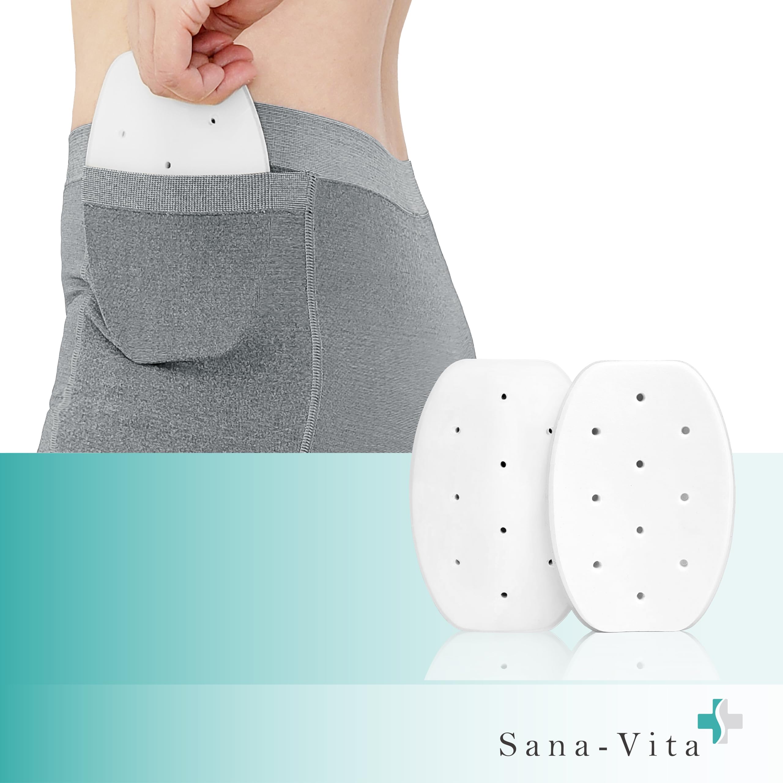 レックストアのSana-Vita保護用ソフトパッド／保護パンツ用インナーパッド。汎用タイプの交換用パッドで、日常の動作にも使用可能。1ペア入り。｜アングル2