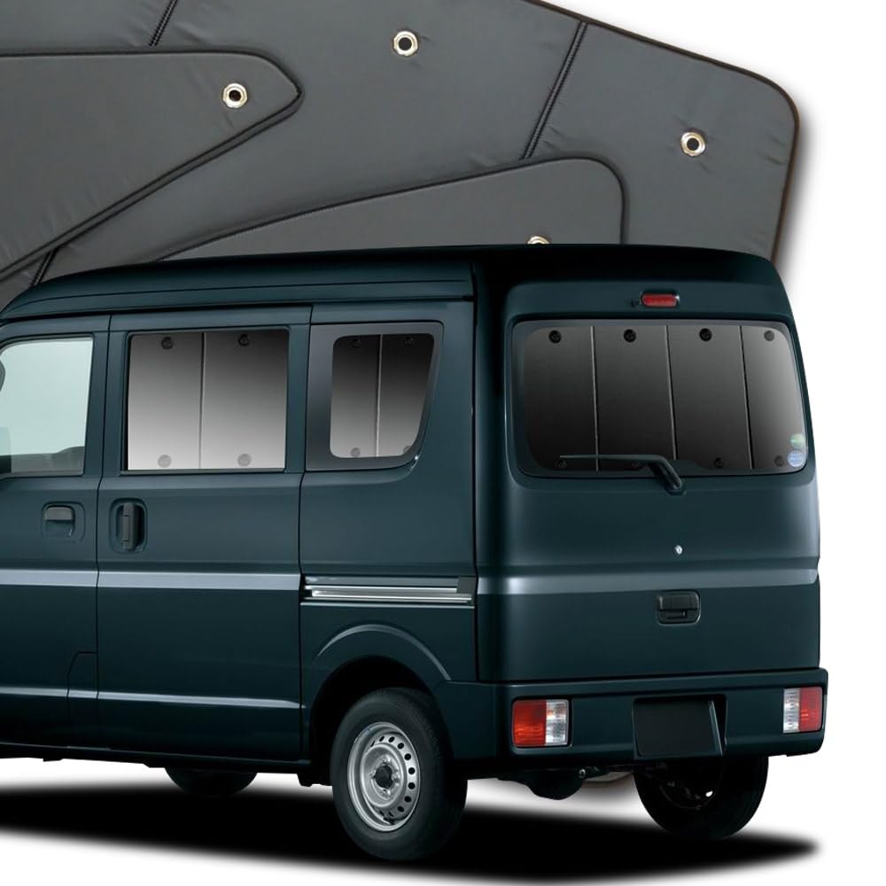 • 【適合車種】エブリィ バン DA17V エブリイ ワゴン DA17W • 【商品内容】スライドドアガラス2枚/クォーターガラス2枚/リアガラス1枚 ※本製品は【リアセット】です。フルセットではありません。 • 【光りを遮断】特殊生地で光りを遮断し、車内の温度を快適に保ちます。外からの視線を遮るため、車中泊にも最適です。 • 【脱着が簡単】簡易吸盤により脱着が簡単。使わないときは折りたたんで収納できます。 • 【専用設計】各車種に合わせた専用設計により、隙間なくフィットします。日本の職人が1つ1つ丁寧に作るため、製品のクオリティ、耐久力に優れています。