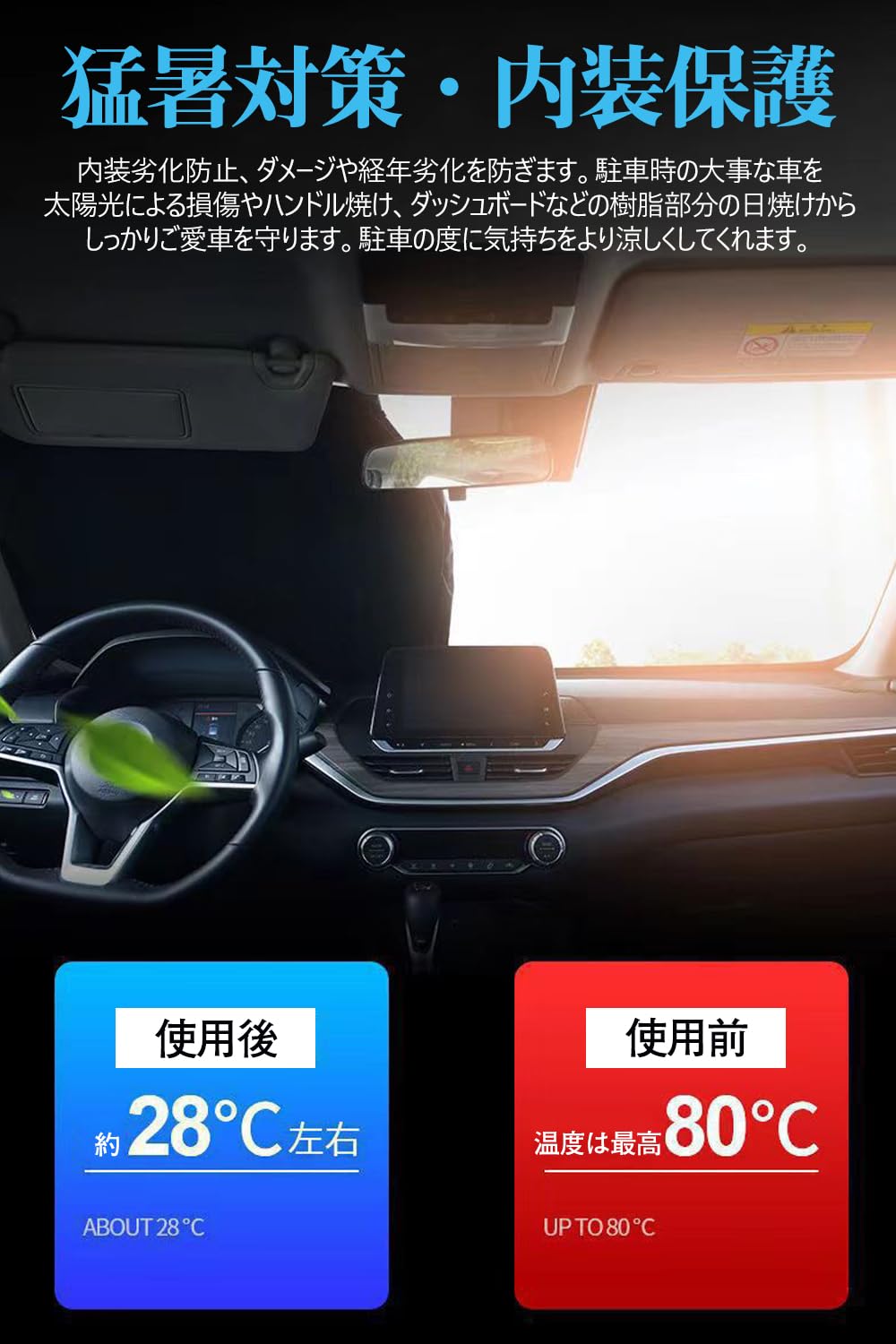 レックストアのサンシェード ホンダ ヴェゼル RV系 対応 フロントガラスサンシェードVEZEL RV3/4/5/6型 R3.4-現行 専用設計 カーシェード 5層構造 高遮熱 UVカット 遮光断熱 折り畳み式 収納袋付き 内装パーツ カ｜アングル2