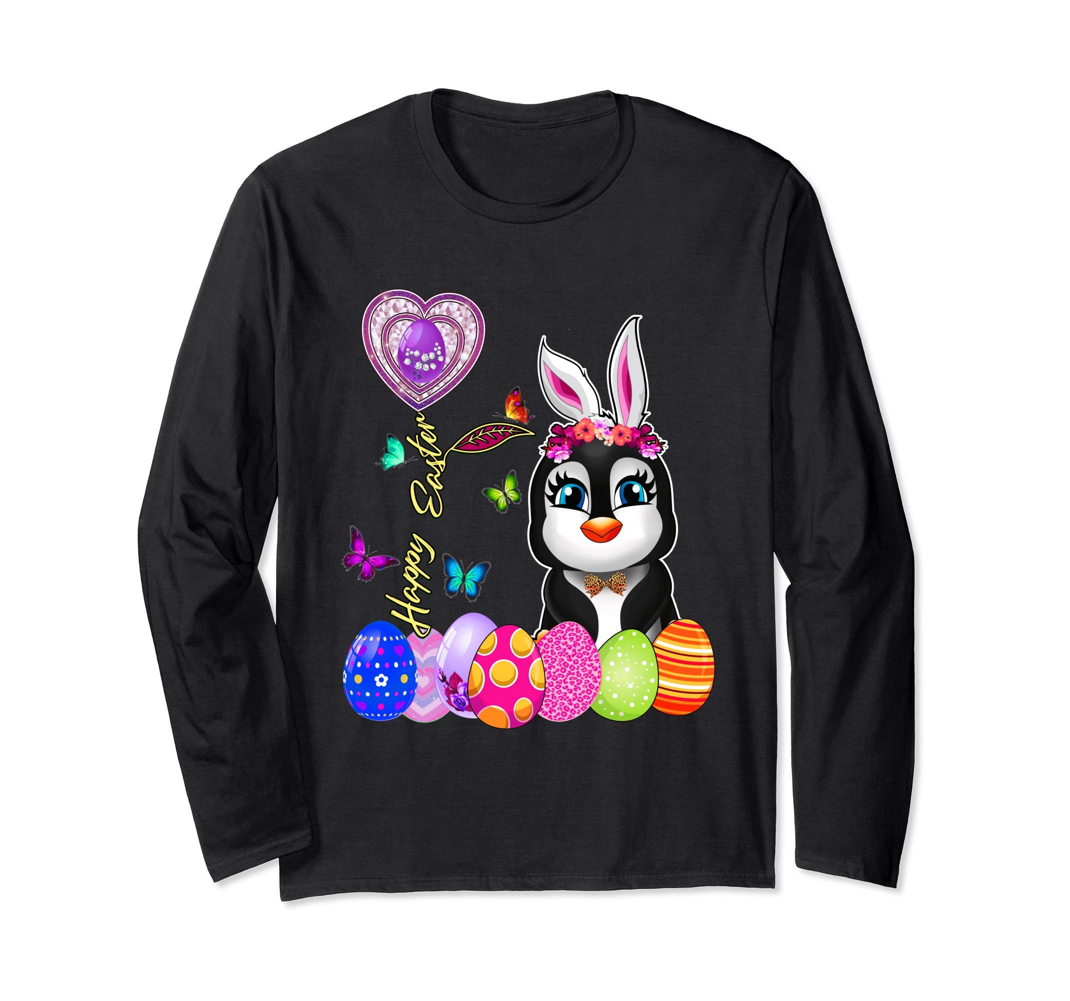 ハッピーイースターエッグハントかわいいバニーペンギン幼児の女の子の子供 長袖Tシャツ lexstore-10158406 レックストア パッケージ画像