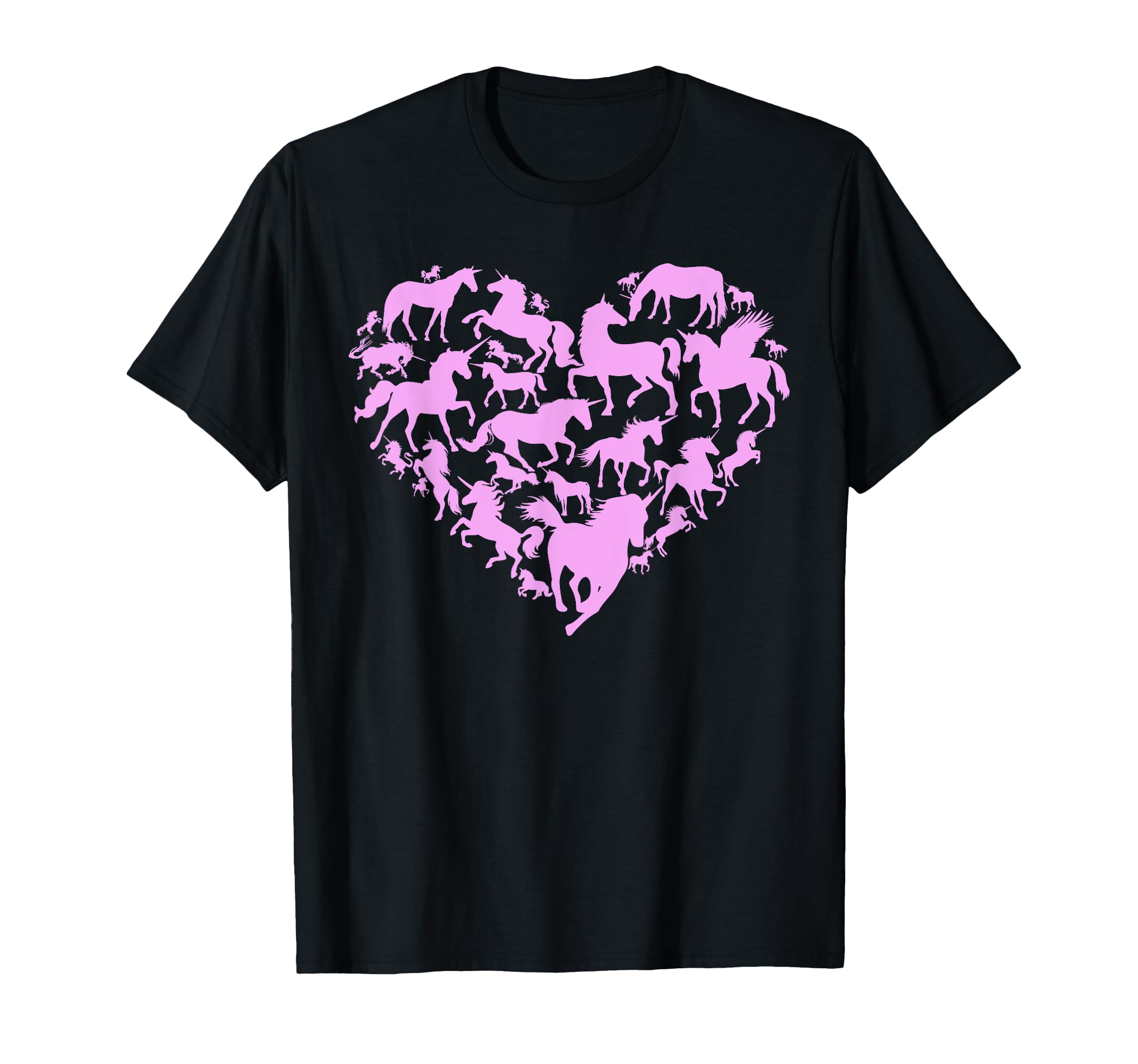 バレンタインデーユニコーンが大好きピンクハート愛らしい女の子 Tシャツ