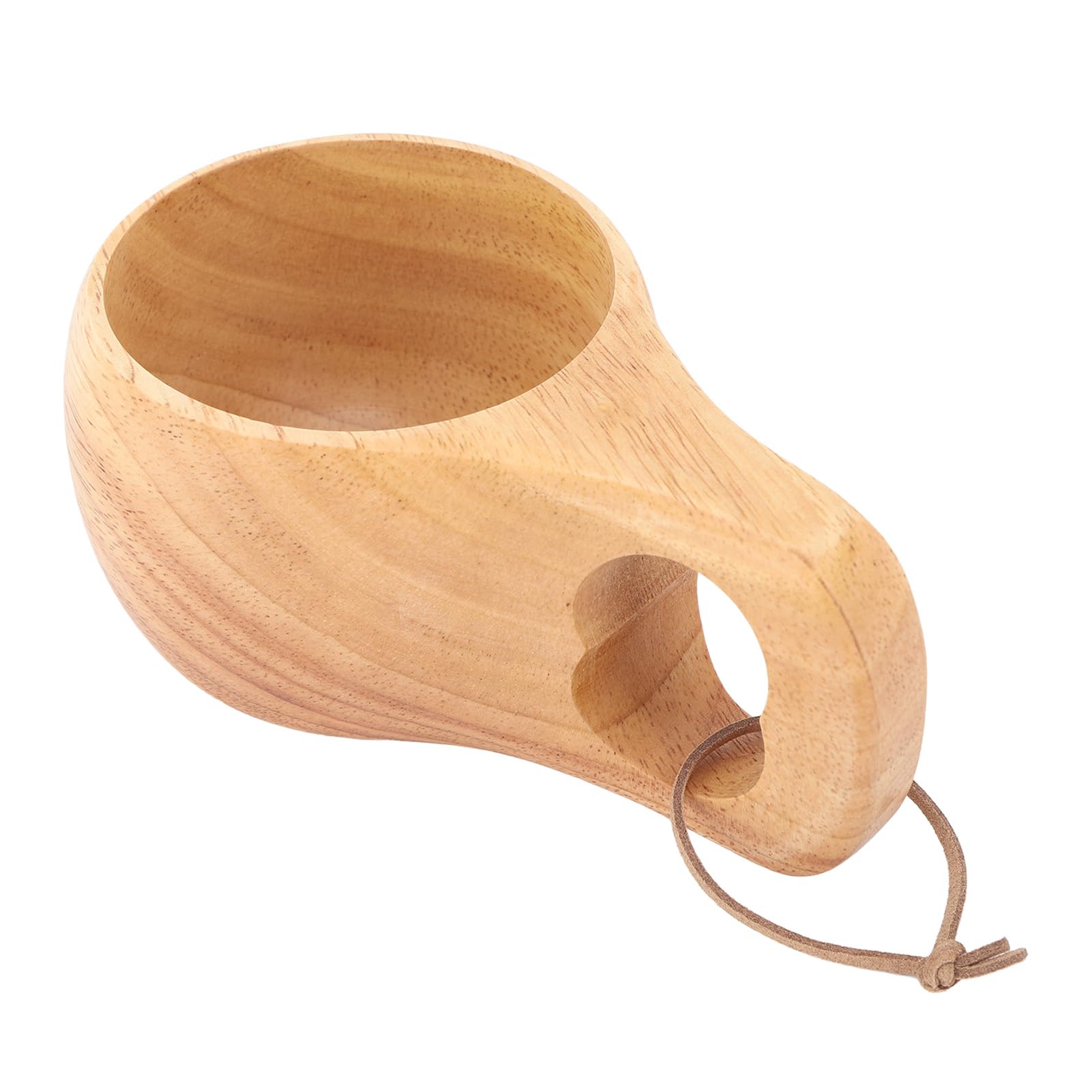 木製ウォーターカップ 厚みのある 人間工学に基づいたデザイン 木製マグカップ 200ML ハンドル付き 女性用 ワイン用 (ダブルフィンガーシングルホールカ)