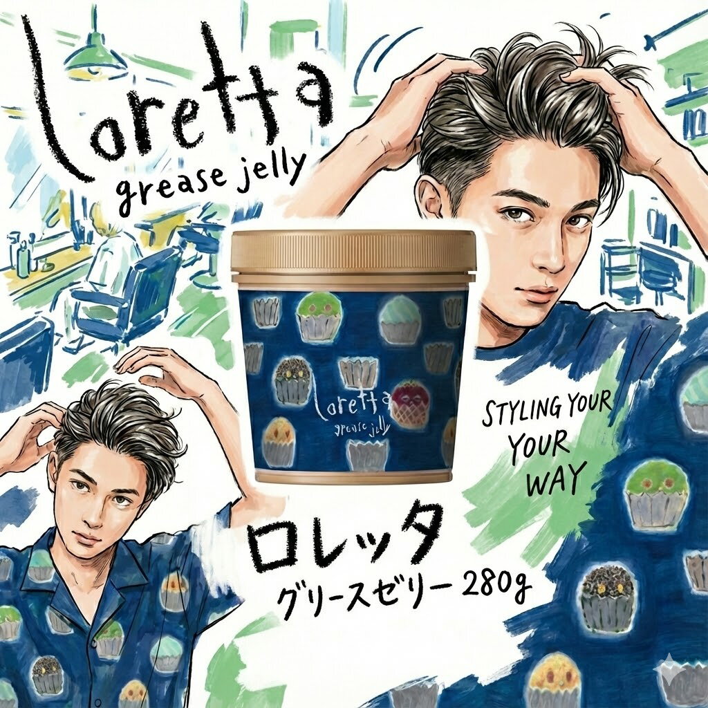 ロレッタ Loretta グリースゼリー 280g ヘアワックス メンズ スタイリング剤 濡れ髪 ツヤ ハード セット力 ジェルワックス 束感 キープ力 大容量 正規品 水溶性 洗い流しやすい べたつかない 艶髪 パーマ ビジネス ポマード 整髪料 ローズの香り ギフト 人気 おすすめ
