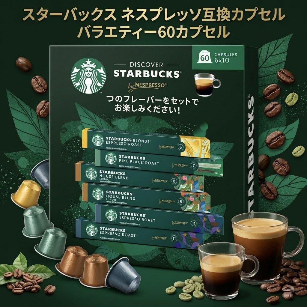 樂天商城 - スターバックス ネスプレッソ互換カプセル バラエティー 60カプセル スタバ カプセルコーヒー コーヒーカプセル まとめ買い ネスプレッソ互換 スターバックスコーヒー