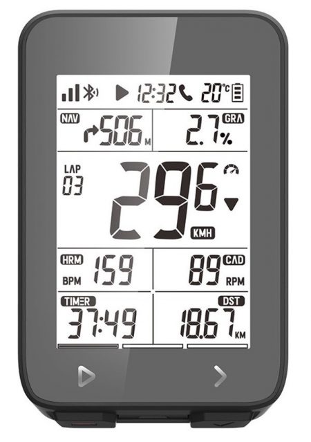 iGPスポーツ サイクルコンピューター iGS320 GPS　視認性に長けた2.4インチの画面に表示