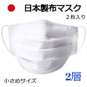 布マスク 日本製 抗菌 2層タイプ 白 小さめサイズ 小顔 2枚入り 洗える 表サラシ生地/裏Wガーゼ プリーツ 209【1〜4日以内の発送】