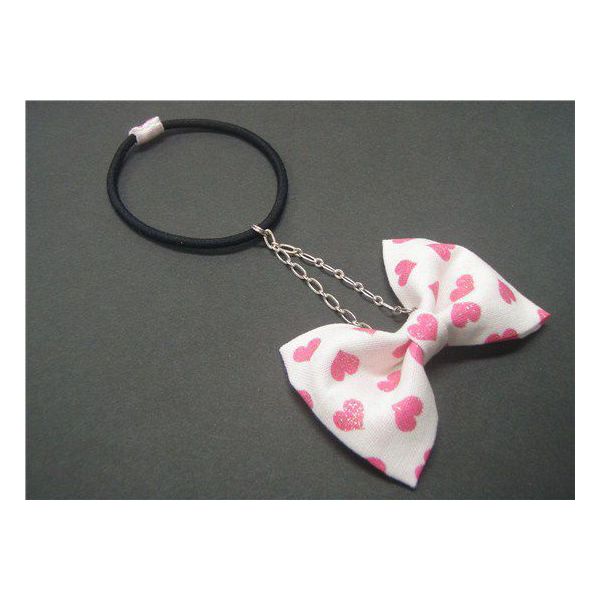 ヘアゴム・ゴムポニー 揺れる リボン付き ヘアゴム No.054 ギフトに最適 メール便対応 安心・長持ちの日本製ヘアアクセサリー