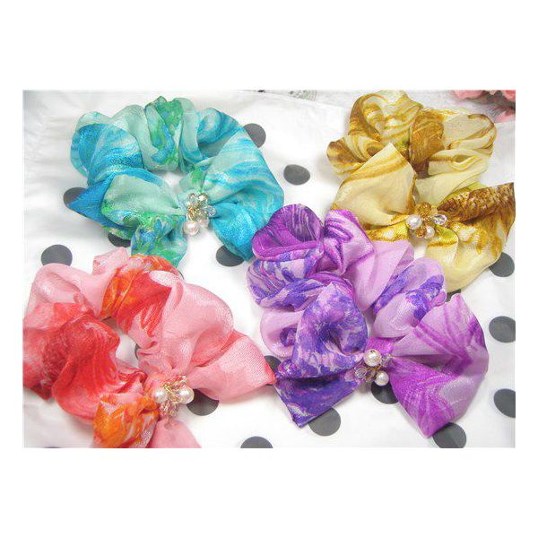 エレガント 　オーガン 　リボン　 シュシュ 安心・長持ちの日本製アクセサリー ギフトに最適 メール便対応