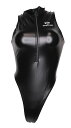【SWIMHXBY】 競泳水着 レディース ガールズ 203 黒 フロントジップ Tバックモデル ウォーターポロ 水球 エナメル調 NPU