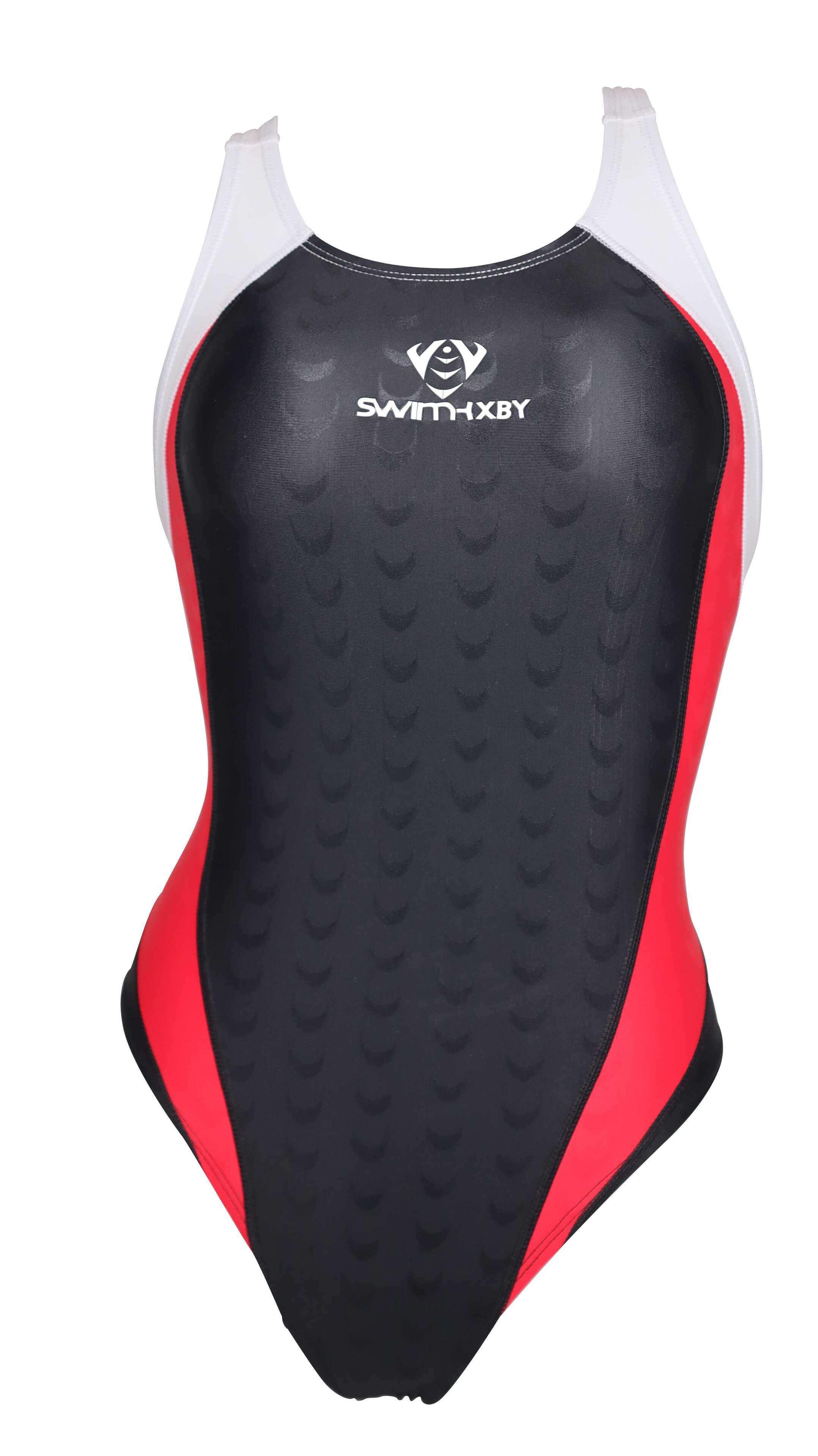 【SWIMHXBY】　競泳水着　レディース　ガールズ　282　黒赤白