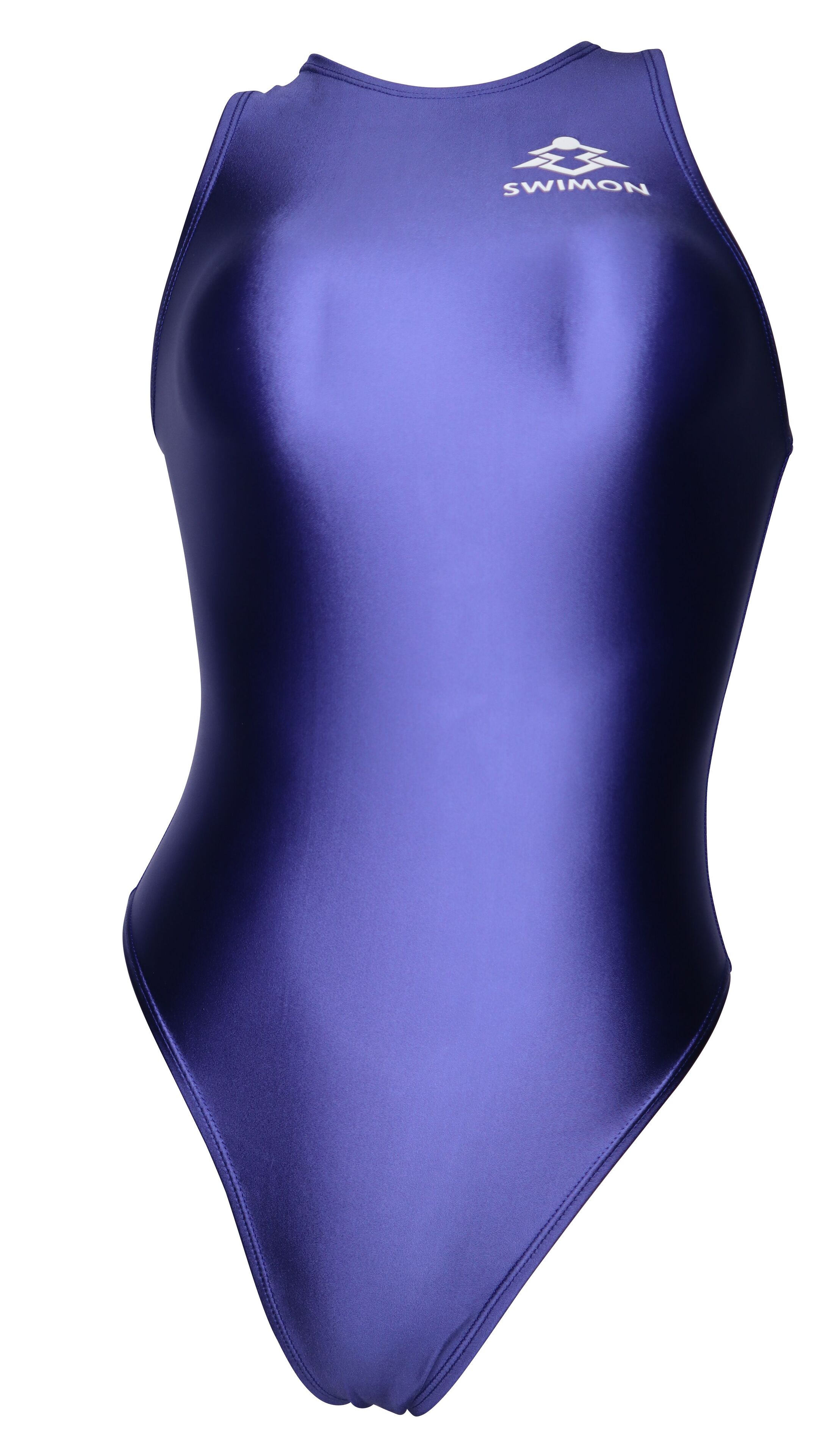 【SWIMON】　競泳水着 レディース　ガールズ 700 バックジップ　水球モデル　無地　ネイビー　光沢　メタリック　N1　ハイカット
