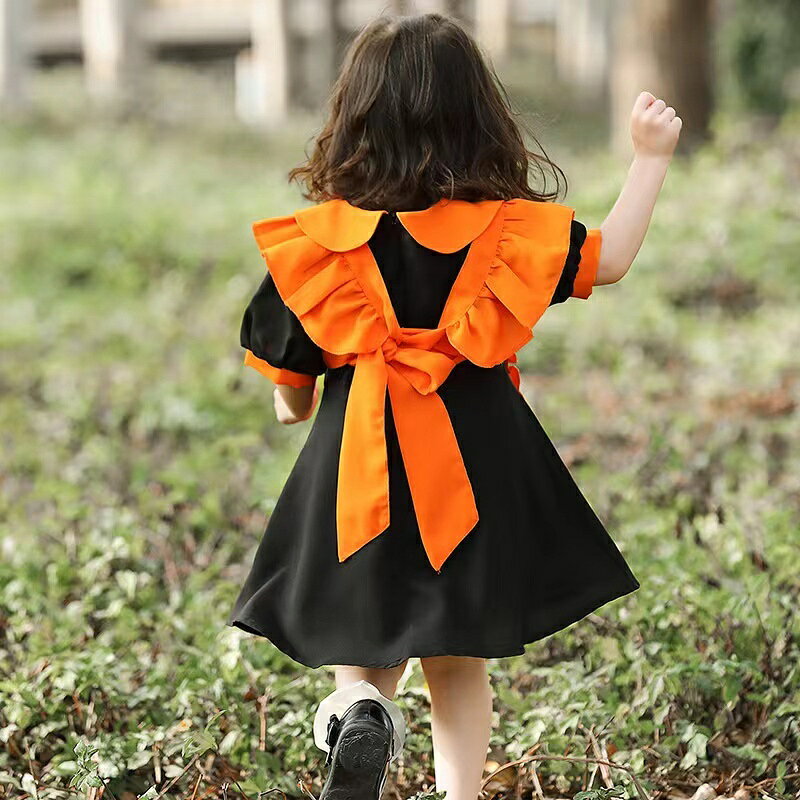 【告知】10/10限定 全品ポイント5倍 ハロウィンコスプレ かぼちゃ 衣装 パンプキン コスチューム 子供服 子供 仮装 ワンピース 帽子付き エプロン カチューシャ付き 魔女 女の子 カボチャ 子どもコスチューム ハロウィンパーティー 幼稚園 送料無料 liam-10000121 Liam サンプル画像3