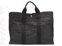 【中古】HERMES エルメス エールライン トートMM バッグ トートバッグ ビジネスバッグ 通勤通学 ナイロンキャンバス ブラック 黒 グレー シルバー金具...