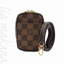 【中古】LOUIS VUITTON ルイ ヴィトン エテュイ オカピPM ダミエ・エベヌ キャンバス ミニポーチ マルチポーチ 小物入れ デジカメケース ブラウン ゴールド金具 ストラップ付き N61738【リアマカナ】