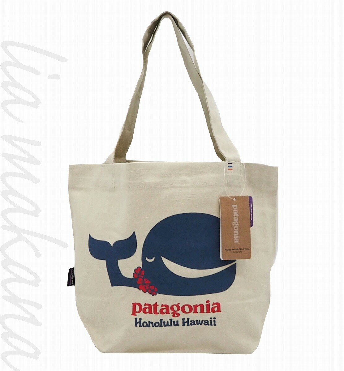 【N 新品/未使用品】patagonia パタゴニア pataloha パタロハ Happy Whale Mini Tote Honolulu バッグ ミニトートバッグ アイボリー ネイビー レッド ホエール クジラ オーガニックコットン 59394 BLST SP20 ハワイ限定品【リアマカナ】