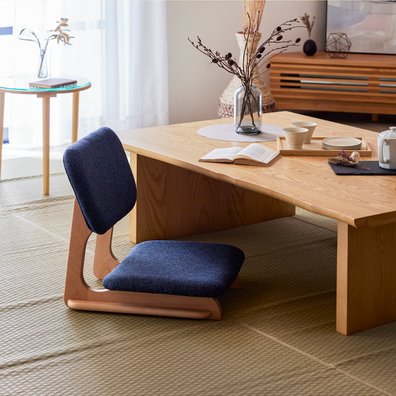 【ポイント5倍 楽天マラソン 10/14 20時-】 フロアチェア 座椅子 椅子 低め 木製 おしゃれ シンプル モダン 和風 和モダン ワイド 広め ベージュ ブルー ネイビー ブラウン 天然木 無垢 0504