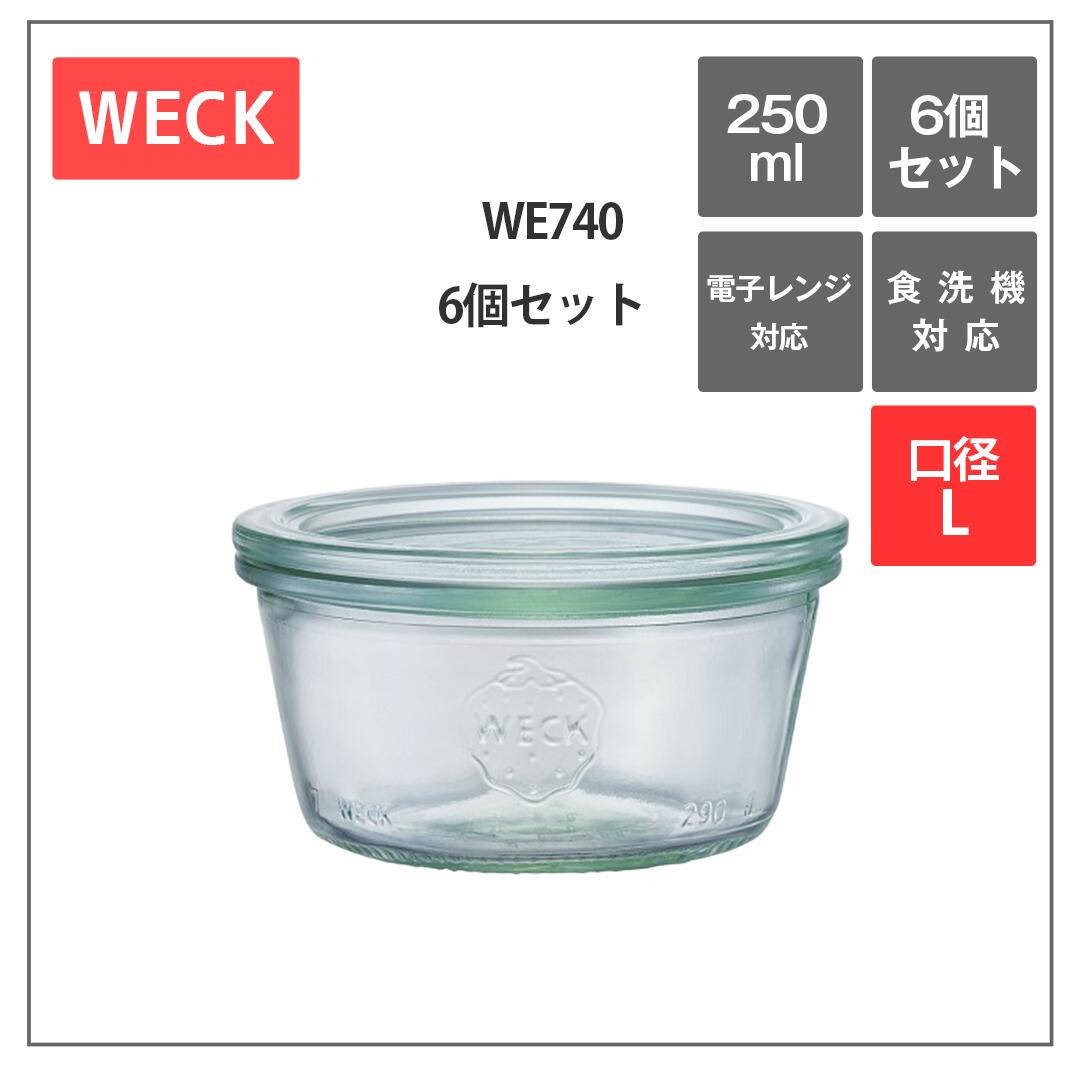 ＼マラソン期間ポイントUP／ウェック　モールド　WE740　キャニスター　250ml　L　6個セット　WECK　保存容器　ガラス　収納　キッチン　瓶　キャニスター　おしゃれ　ドイツ　長期保存　ジャム　ピクルス　コンポート　密封　保存食　常備菜