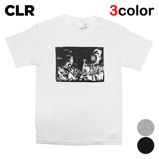 【セール】 シーエルアール コラボ Tシャツ メンズ レディース CLR 半袖 クルーネック 丸首 アート グラフィック S-XL 翌日お届け wt gy bk