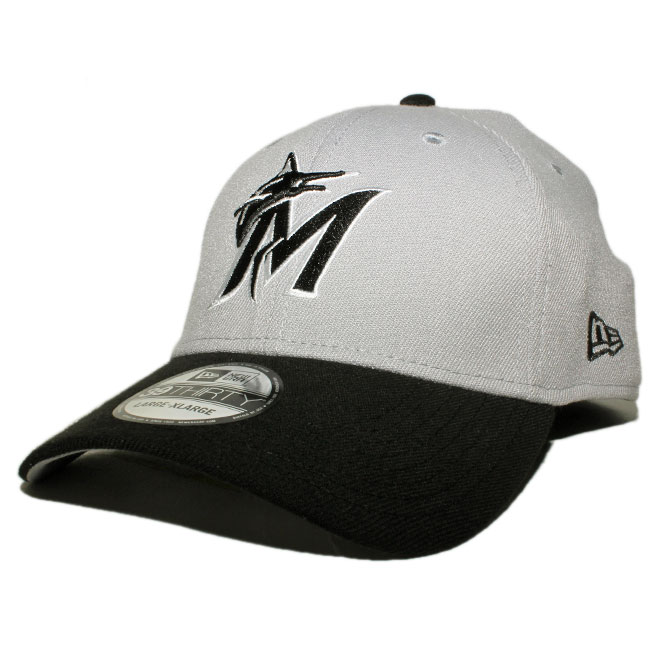 ニューエラ ベースボールキャップ 帽子 NEW ERA 39thirty メンズ レディース MLB マイアミ マーリンズ S/M M/L L/XL [ gy ]