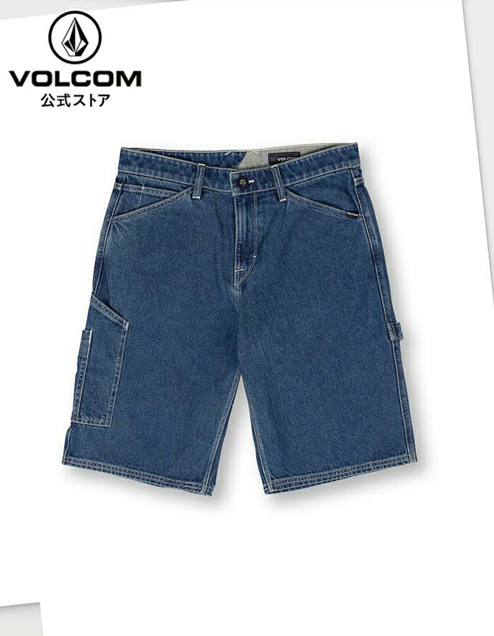 【新作】【公式】Volcom ボルコム メンズ デニム ジーンズ ショーツ, Labored Denim Utility Short - Indigo Ridge Wash