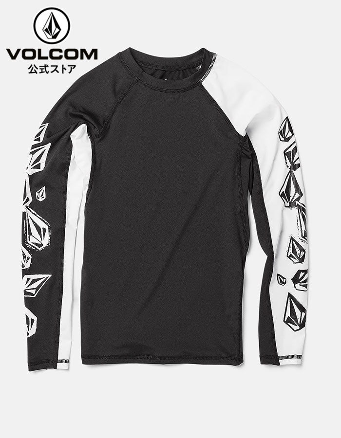 【お試しクーポン】【公式】VOLCOM ボルコム KIDS キッズ 子供 8-14歳児（目安）T-shirts Tシャツ 半袖 Big Boys Stone Jester Long Sleeve Shirt - Black Whiteのサムネイル