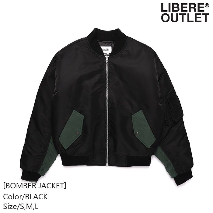 LIBERE リベーレ ボンバー ジャケット 黒 ブラック ブルゾン ジャンパー ジャンバー フライト ボマー アウター 上着 MA1 ミリタリー [BOMBER JACKET/BLACK] 公式アウトレット