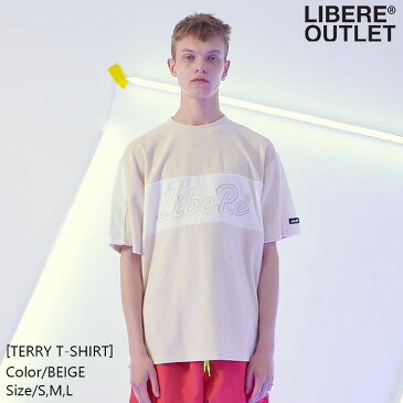 LIBERE リベーレ テリー Tシャツ 半袖 クリーム色 ベージュ 綿100％ タオル地 刺繍 アップリケ [TERRY T-SHIRT/BEIGE] 公式アウトレット