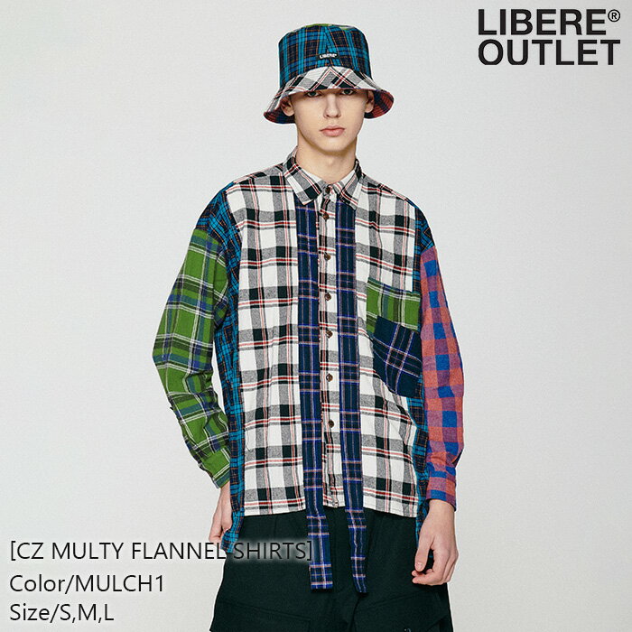 LIBERE リベーレ マルチ フランネル シャツ ネルシャツ カラーシャツ 柄シャツ 長袖 チェック柄 カラフル マルチカラー公式アウトレット