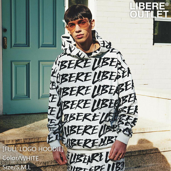 ȾۡLIBERE ١ ե  աǥ ѡ ץ륪С Ĺµ ѥ  ۥ磻[FULL LOGO HOODIE/WHITE] ȥå