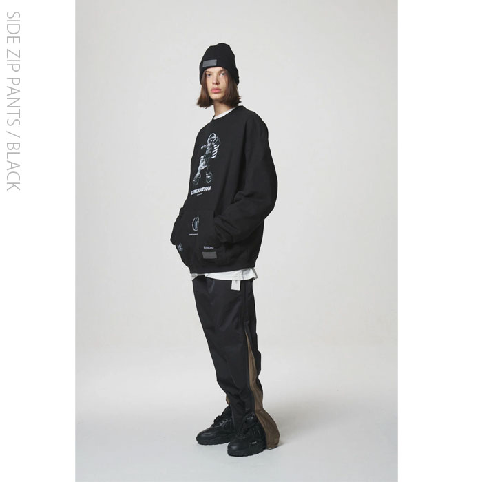 LIBERE リベーレ サイド ジップ パンツ 裾ジップ 変形 黒 ブラック[SIDE ZIP PANTS/BLACK]公式アウトレット◆2021FW