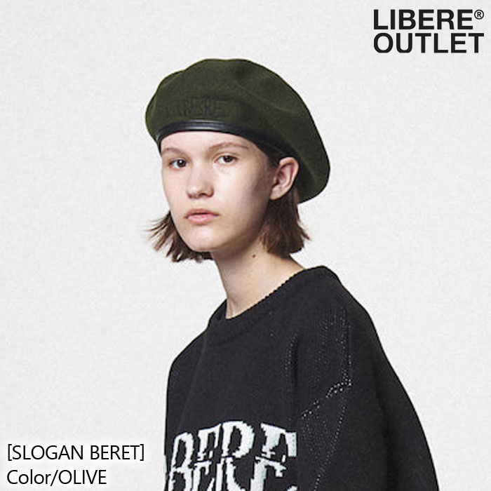 50%オフ★LIBERE リベーレ スローガン ベレー ベレー帽 帽子 オリーブ[SLOGAN BERET/OLIVE]公式アウトレット