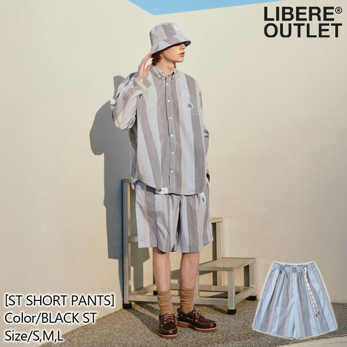 LIBERE リベーレ ストライプ ショート パンツ ショートパンツ ショーパン ハーフパンツ ハーパン 半ズボン 短パン 縦縞 黒 ブラック公式アウトレット