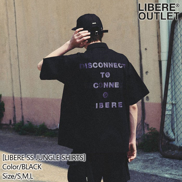 LIBERE リベーレ ジャングル シャツ カラーシャツ 柄シャツ 半袖 厚手 黒 ブラック[LIBERE SS JUNGLE SHIRTS/BLACK]公式アウトレット